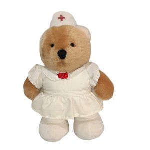 Vintage 1985 Dakin Nurse Nancy Teddy Bear Plush Stuffed Toy 8"
